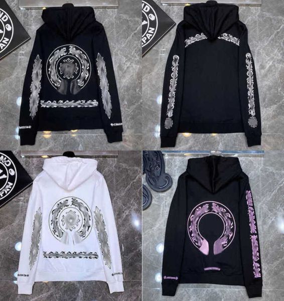 

men's sweatshirts luxury fashion jackets brandch hoodies zipper hooded men women designers sanskrit horseshoe cross pullover sweater ho, Black;brown