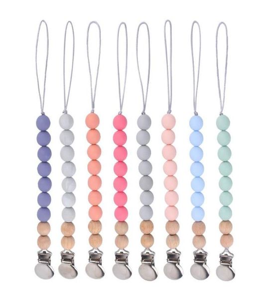 

pacifier holders chain baby clips silicone weaning teething wood beads kids chew toys accessories7772134