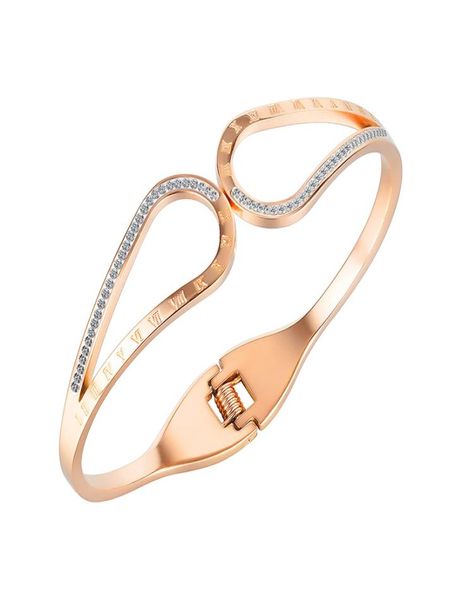 

luxury titanium bracelets for women double layer rose golden diamond simple jewelry girls valentines day gifts9175972, Golden;silver