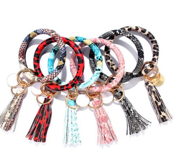 

tassel bracelets keychain pu leather bangle key holder o key chain ring girls wristlet bracelet wristband keyring party favor gift5943046, Black