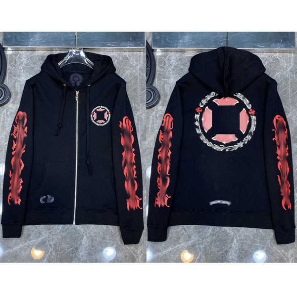 

men's fashion luxury jackets hoodies brandch sweatshirts designers zipper hooded sweater men women casual pullover sanskrit horseshoe h, Black
