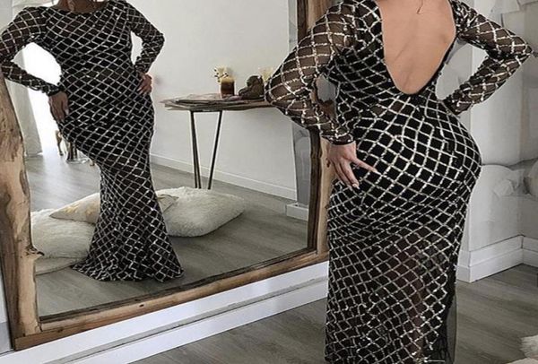 

arabic black prom dresses with sparkly sequins crew neckline long sleeve mermaid floor length evening dresses1157803