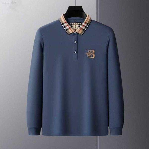 

wholesale 2023 autumn and winter men's polos 100% cotton polo shirt long sleeve tee embroidered fall business casual lapel fashion soft, White;black