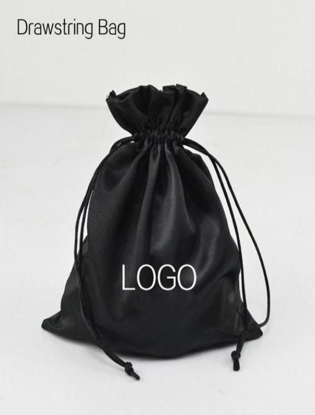 

50pcs drawstring bag jewelry pouch black satin gift bag wood ear pocket hair extensions packaging bags manufacturer custom logo1296494320, Pink;blue