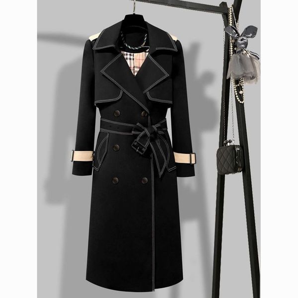 

designer luxury womens trench coats women windbreaker jacket loose belt coat female casual long trenchs coat, Tan;black