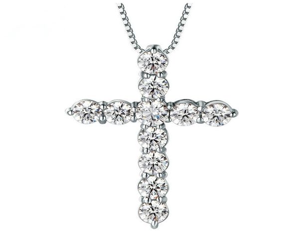 

shining diamond stone pendants necklace jewelry platinum plated men women lover gift couple religious jewelry7168060, Silver