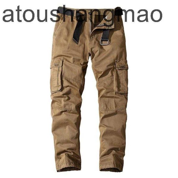 

trouser mens solid cotton cargo pants men outdoor tactical work pant multi-pockets trousers fashion clothing male, Black