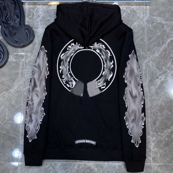 

fashion men's luxury jackets hoodies brandch sweatshirts designers zipper hooded sweater men women casual pullover sanskrit horseshoe h, Black