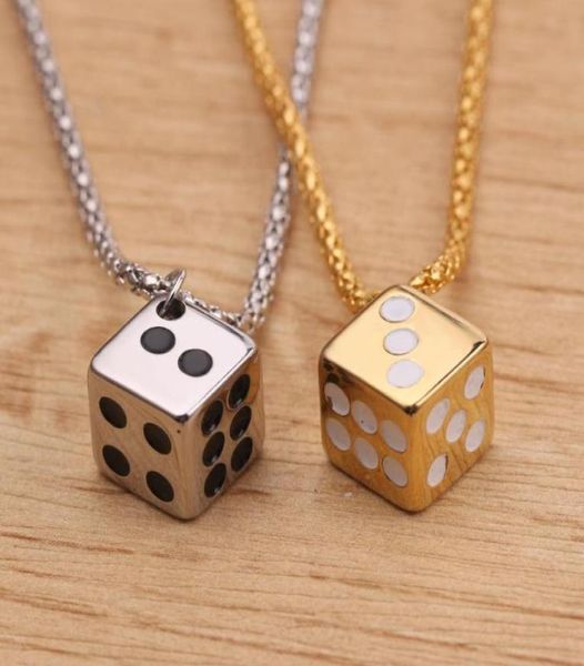 

pendant necklaces creative design lucky dice necklace gold silver color couple for women men jewelry accessories gifts25734946762216