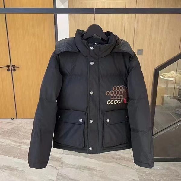 

men's jacket large winter warm windproof down jacket designer high-end embroidery material couple coat m-5xl, Black