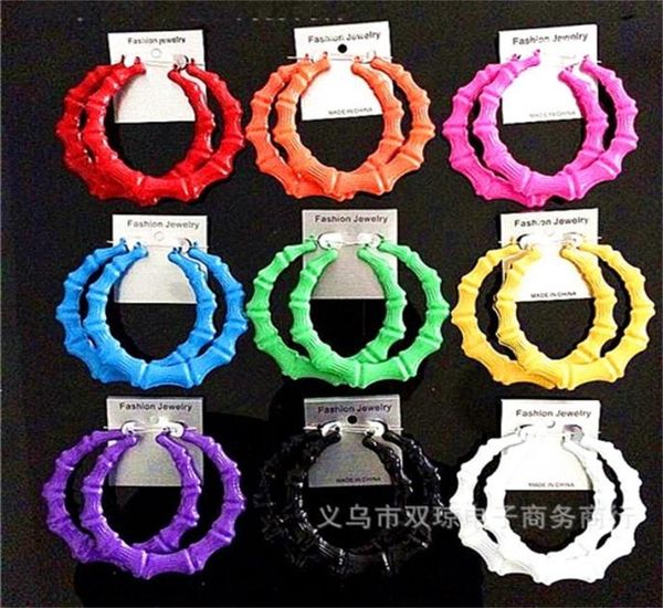 

extra large colorful fluorescent bamboo hoop earrings for women party nightclub costume dangle earring 2 8fy g2b9807365, Golden;silver