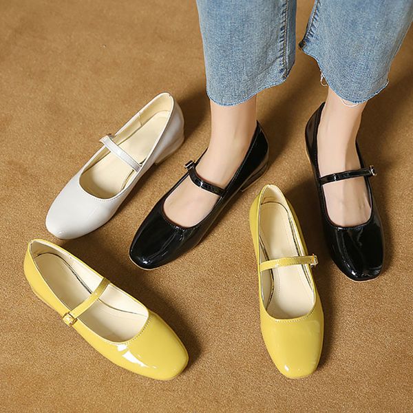 

dress shoes spring women mary jane shoes square toe low heels leather shoes black white shallow pumps boat shoes for female 1042n 230729
