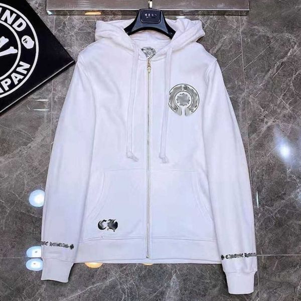 

luxury fashion men's sweatshirts jackets brand ch hoodies zipper hooded men women designers sanskrit horseshoe cross pullover sweater h, Black