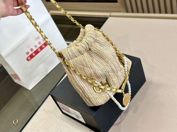 

tote designer bag underarm bag 23ss mini garbage bag women's chain shoulder bag grass woven purse crossbody bag handbag paris brand fas