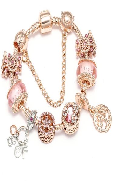 

2021 new charm bracelet rose gold ladybug pumpkin car pendant heart european charm beads honeycomb beads bangle fits charm bracelets & neckl, Golden;silver