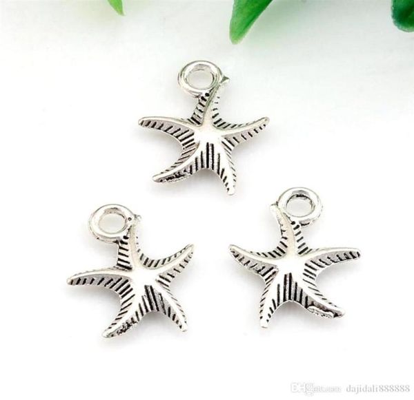 

200pcs antiqued silver alloy starfish charm pendant for necklace bracelets jewelry making craft handmade 13x17mm250r8233301, Bronze;silver