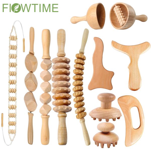 

back massager 28pcs wooden therapy massage sets pain relief anti cellulite body slimmling gua sha 230729