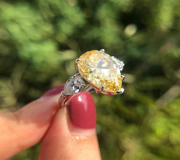 

zircon wedding rings for women 925 sterling silver sparkling colorful water drop cz party jewelry gift206p3506247, Slivery;golden