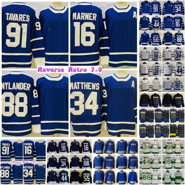 

reverse retro 2.0 john tavares hockey jerseys reversible auston matthews mitchell marner morgan rielly william nylander michael bunting mark, Black;red