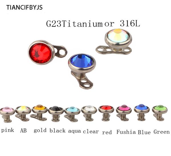 

14g g23 titanium micro dermal anchor 316l stainless steel and base drive skin fancy body jewelry piercing 50pcs9487680, Slivery;golden