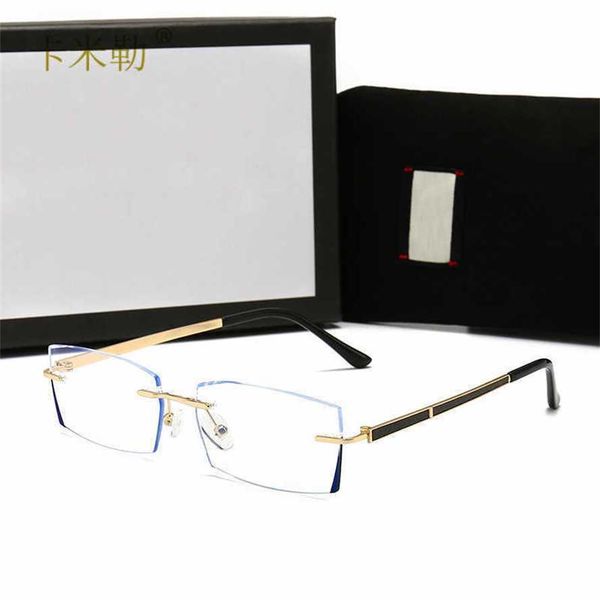 

50% off wholesale of sunglasses new anti blue light fashionable oval face half frame dazzling color trend flat mirror 9002, White;black