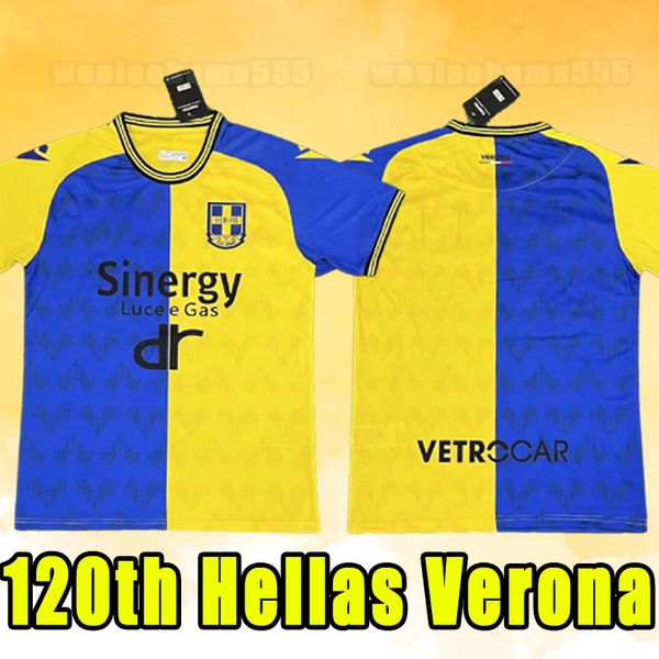 

120th hellas verona soccer jerseys 2023 special kit 120th anniversary simeone ilic caprari kalinic barak faraoni lazovic 22/23 football shir, Black;yellow