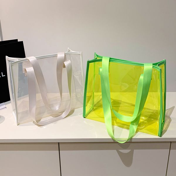 

evening bags transparent pvc shoulder for women candy color fashion jelly tote large capacity ladies shopping casual handbags 230729