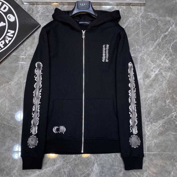 

men's luxury fashion sweatshirts jackets brandch hoodies zipper hooded men women designers sanskrit horseshoe cross pullover sweater ho, Black;brown