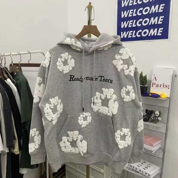 

luxury men's hoodies sweatshirts falection mens readymade denim tears printed hoodie sweatshirt men pullover z2, Black