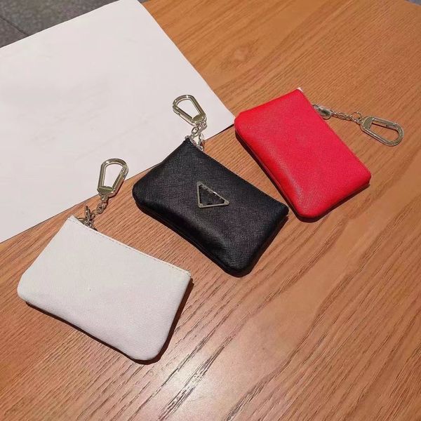 

fashion men and women triangle key chain wallet zipper card bag key chain suitable for business card holders wallet ring holiday gifts, Silver