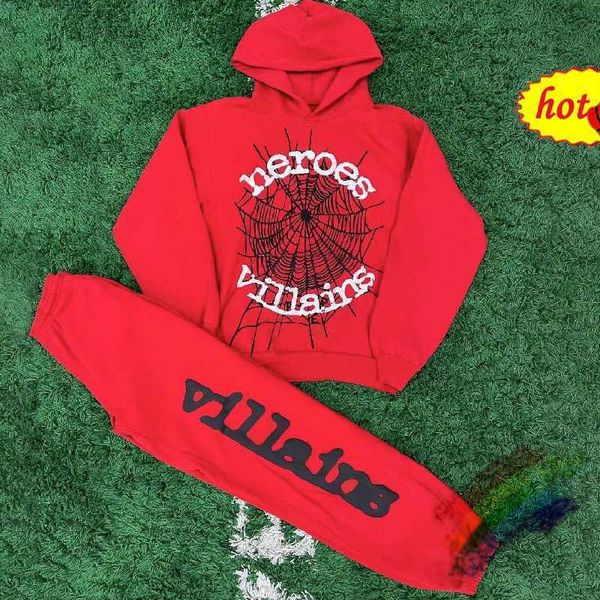 

men's hoodies sweatshirts red metro boomin sp5der 555555 hoodie men women young thug spider web star letter pullover, Black