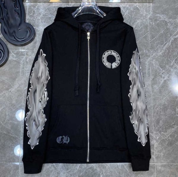 

fashion men's luxury jackets hoodies brandch sweatshirts designers zipper hooded sweater men women casual pullover sanskrit horseshoe h, Black;brown