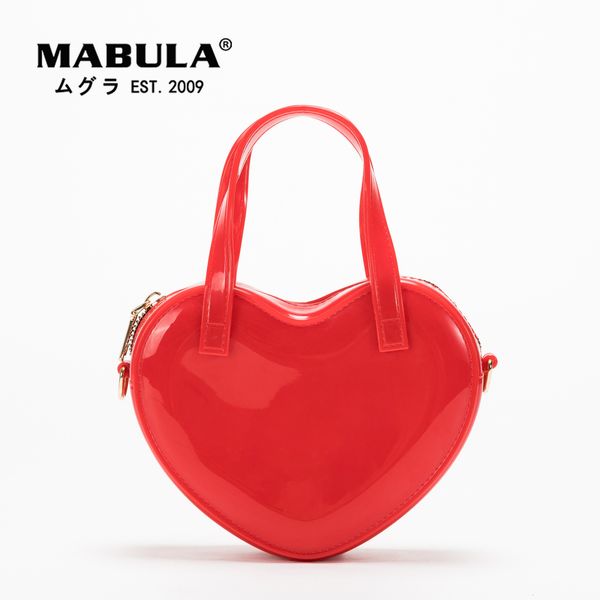 

evening bags mabula waterproof jelly pvc tote bag stylish heart shape women handle handbags unique candy color crossbody with chain 230729