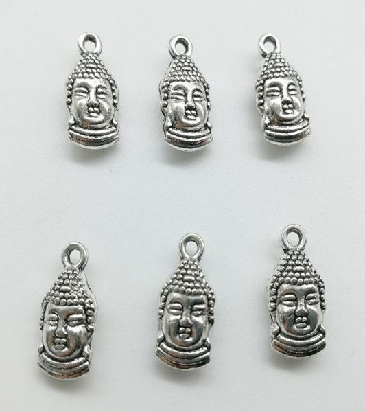 

50pcslot twosided buddha head alloy charm pendant retro jewelry diy keychain tibet silver pendant for bracelet earrings 157mm5394760, Bronze;silver