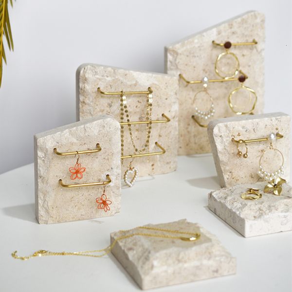 

jewelry stand high-quality original natural marble earring shelf display rack jewelry necklace jewelry shelf po props 230728, Black
