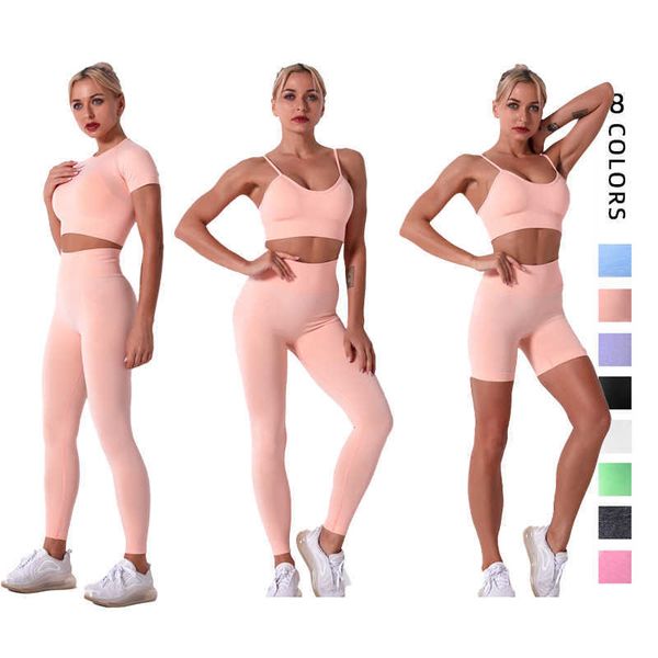 

ll-01 women workout outfit 4 piece yoga set elastic t shirt sports bra gym shorts fitness leggings ladies tracksuit exercise suit