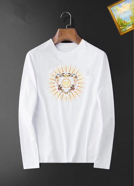 

2023 summer geometric letter print men's casual t-shirts crew neck long-sleeve breathable fashion men's tees fbl001, White;black