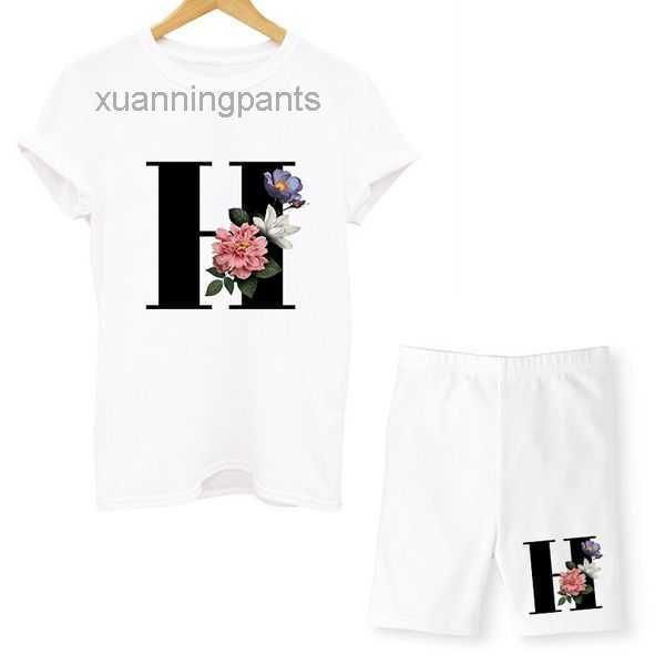 

piec letter shorts summer sleeve biker outfit woman odk5, White;black