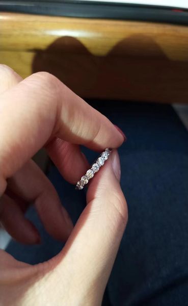 

s925 silver material 7pcs diamond in half ring luxurious quality for women wedding jewelry gift ps64591596766, Golden;silver