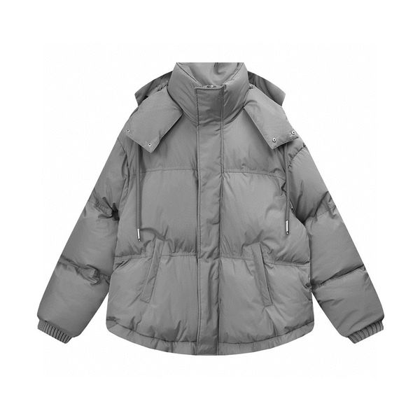 

designer down jacket love decal drawstring bread short solid color hooded loose down jacket for men and women, Black