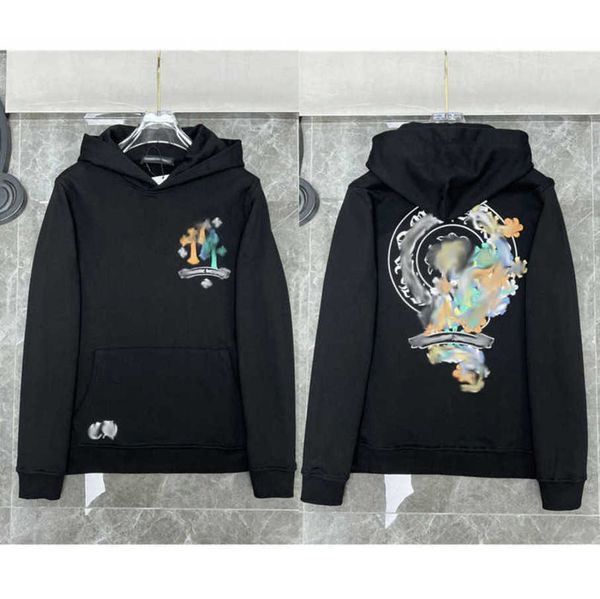 

luxury classics men's sweatshirts jackets brand ch hoodies zipper hooded men women designers sanskrit horseshoe cross pullover sweater, Black