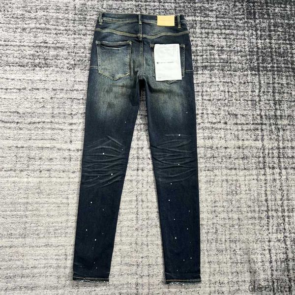 

purple designer jeans brand mens pants pantalones ripped straight regular denim tears washed old long hole 8f7t, Blue