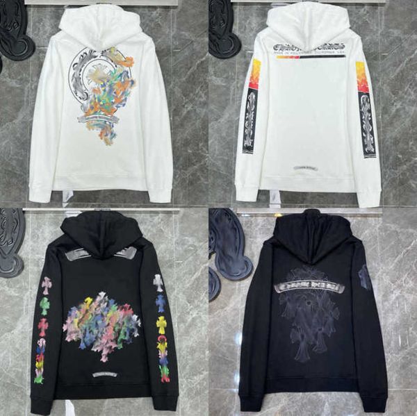 

luxury men's sweatshirts fashion jackets brand ch hoodies zipper hooded men women designers sanskrit horseshoe cross pullover sweater h, Black;brown