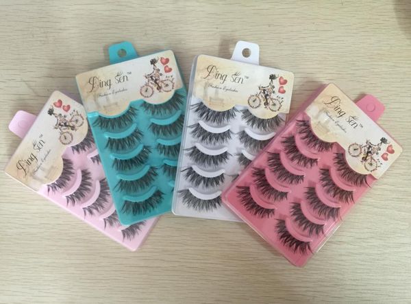 

5 pairsset false eyelashes black cross fake eyelash natural long make up eye lash extension6162135