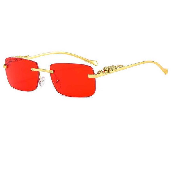 

50% off wholesale of sunglasses metal leopard head decoration selling frameless color fashion men's and women's sunglasses 8626, White;black