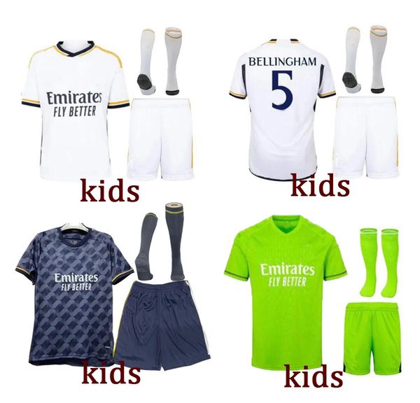 

bellingham soccer jerseys 23 24 kids football kits real madrids vini jr tchouameni benzema alaba asensio modric rodrygo fourth 2023 2024 foo, Black;yellow