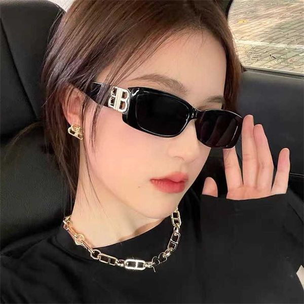 

52% off wholesale of sunglasses new personalized street p net red small box women's fashion metal double b sunglasses, White;black