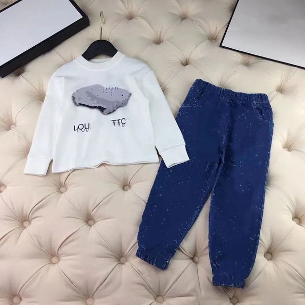 

kid set suit baby sets designer toddler clothes sweater hooded kids tracksuits two piece long sleeve luxury sports suit infant boys girls co, White