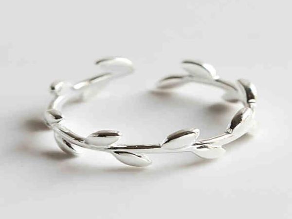 

cluster rings olive branch simple tree leaf 925 sterling silver adjustable party ring for women personalized designer dainty jewel4063990, Golden;silver