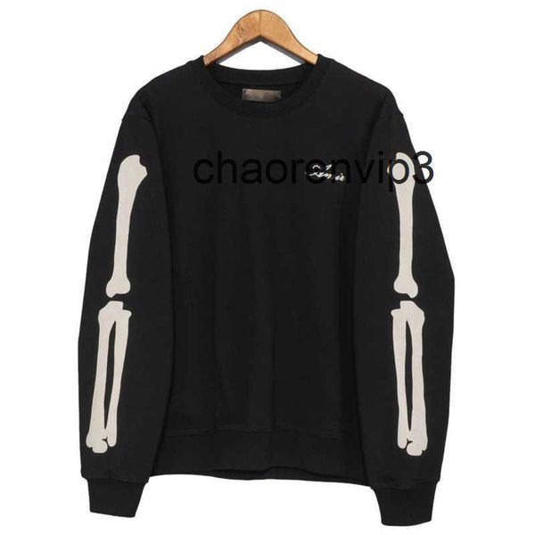 

flocking bone casual pattern tshirt mens sweatshirt hoodie japanese korean streetwear o-neck men sweatshirt, Black